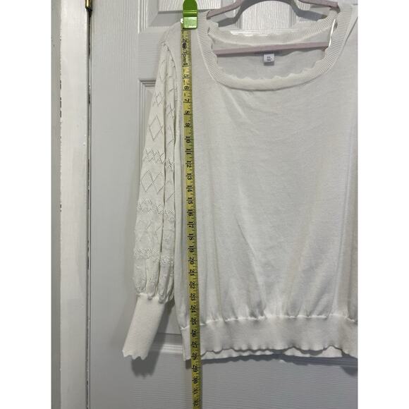 Liz Claiborne Women’s XXL Cream Colored Scalloped Neck Knit Sweater Fairy Isle - Picture 5 of 9